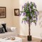 5.5 ft Artificial Wisteria Tree with Purple Flowers and Realistic Leaves Moss and Solid Wood Pot